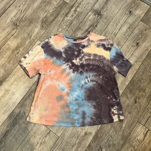 SHEIN Curve Plus Size 2XL Womens Pastel Tie-Dye T-Shirt Short Sleeves